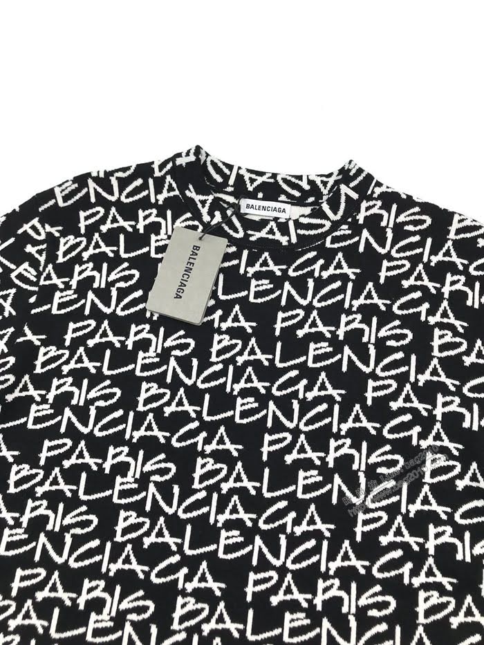 Balenciaga男裝 巴黎世家2020秋冬官網新款提花彈幕圓領毛衣  ydi3524